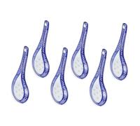 POPETPOP 6 pezzi Cucchiai Zuppa in Blu Retro Cucchiai Pratici e Antiscottatura per Minestra Design Ergonomico e Resistente per Ristorante e Uso