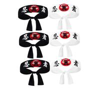 POPETPOP 6 pezzi Fascia Ninja Bandana per Samurai e Chef Accessorio Versatile per Karate e Costumi Sushi