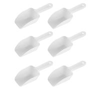 POPETPOP 6 Pezzi Paletta per Ingredienti Secchi, Paletta per Riso, Scoop per Riso a Fondo Piatto, Pp Bianco, Beccuccio Smussato, Foro per Appendere, Resistente alle Basse Temperature,
