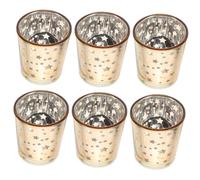 POPETPOP 6 Pezzi Portacandele a Forma di Stella in Vetro Color Oro Decorativo e Riutilizzabile per Decorazioni Casa e Feste a Tema Natale e Party