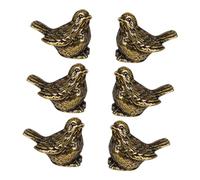 POPETPOP 6 Pezzi Sculture Uccelli in Ottone Massiccio con Finitura Vintage Statue per Decorazione e Mensola Piccole Statue Animali Eleganti e Resistenti