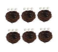 POPETPOP 6 Set Nidi Artificiali in Rattan con Uova per Decorazioni e Accessori Gabbie Resistente Intemperie Manuale per e Casa