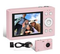 POPETPOP 64gb Fotocamera Digitale Rosa Piccola e Compatto con Memoria Zoom Wi-fi Facile per Ragazzo Ragazza e Adolescenti per Viaggi e Scatti Retrò