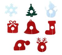 POPETPOP 8 Pezzi Anelli Segnaposto per Bicchieri da Vino, Wine Glass Pendant, 6 Pz, Tessuto Non Tessuto, per Bicchieri da Vino e Cocktail, Festa di Natale, Riconoscimento Bicchiere