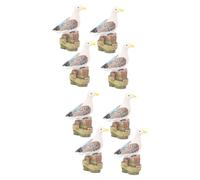 POPETPOP 8 Pezzi Miniature Gabbiani in Resina Resistenti per Decorazione Casa delle Bambole Giardino e Foto Naturali per Anni