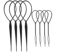 POPETPOP 8 Pezzi Strumento per Trecce Chioma in Plastica Nero, Pieghevole e Portatile, Accessorio per Creare Acconciature Eleganti per Feste e Spettacoli di Danza