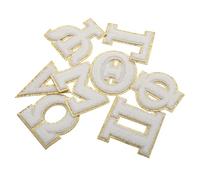 POPETPOP 8 Pezzi Toppe in Ciniglia Beige Lettere Greche Ricamate, Morbide e Delicate sulla Pelle, Ricamo Raffinato per Abbigliamento e Accessori Eleganti