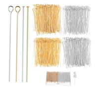 POPETPOP 800 pezzi Spilli Piatti per Bigiotteria Fai da Te Doppia Finitura Oro e Argento Pin Diritti per Creazione Charms Bracciali Collane Accessori per Perline in Scatola Organizer