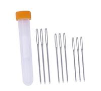 POPETPOP 9 Pezzi Aghi Cucito con Occhi Grandi in Metallo Premium Aghi Smussati Variabile per Ricamo Maglia e Cucito Manuale con Bottiglia Arancione per Conservazione