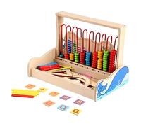 POPETPOP Abaco in Legno Didattico Educativo per Apprendimento Matematica File Colorate per Sviluppo creatività e Abilità Manuali Sicuro e Liscio per Scolastico