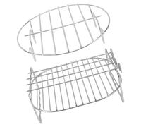 POPETPOP Accessori per Friggitrice ad Aria 3.2-5.8qt Set Doppio Supporto Spiedini e Griglia in Acciaio Inox 201 per Cottura a Vapore, Forno e Barbecue Domestico