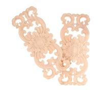 POPETPOP Applique in Legno Intagliato Floreale 2 Pezzi per Mobili Decorativi Applique e Intarsi per Mobili Design Classico Non Verniciato per Arredamento Casa