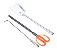POPETPOP Attrezzi per Stufa in Ferro Resistente e Portatile Set 3 Pezzi Comprendente Gancio per Fuoco, Paletta per Residui e Pinza, Accessori per Stufa e Barbecue Domestico