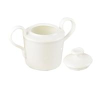 POPETPOP Barattolo Ceramica Bianco per Zollette di Zucchero con Coperchio, Doppie Maniglie e Design a Bocca Larga, Facile da Pulire la Cucina