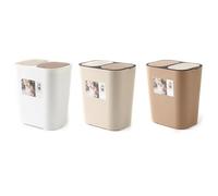 POPETPOP Bidone Doppio per Rifiuti Domestici in PP Beige Separazione | Smaltimento Differenziato Secco e Umido, Apertura a Pulsante, Formato a Due Livelli, per Casa e Ufficio