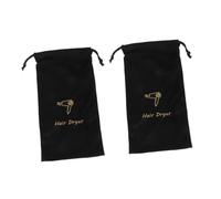 POPETPOP Borsa Coulisse per Asciugacapelli 2 Pezzi in Velluto Nero Custodia Portatile per Viaggio Dimensioni 19x35 Cm Organizzatore per Phon e Cosmetici