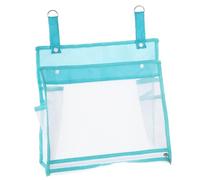 POPETPOP Borsa Giochi da Bagno con Cerniera e Tasche Laterali Organizer Appendibile per Bagno Contenitore per Shampoo e Sapone Rete Portaoggetti con Doppio Anello per Appendi Blu