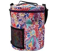 POPETPOP Borsa Porta Filo e Attrezzi per Lavori Maglia Resistente con Tasche Laterali Organizer da Viaggio per Ferri e Uncinetto Motivo Elegante Arancione Foglie Regalo per Appassionate