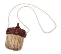 POPETPOP Borsa Rattan Ghianda per Ragazzo Ragazza Forma Acorn Intrecciata a Mano Corda di Cotone e Plastica, Mini Cestino Portaoggetti per Shopping e Atmosfera Estiva