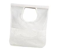 POPETPOP Borsa Spiaggia in Rete Bianco Capacità Shopper Portatile per Shopping e Viaggio Borsello Mare Leggero ed Ecologico Adatta per Spiaggia e Uso Quotidiano