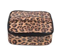 POPETPOP Borsa Trucco Portatile Leopardata in Pu e Nylon Chiusura Zip Resistente e Funzione Organizzativa per Accessori Make Up e Viaggio