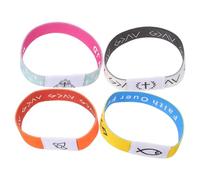 POPETPOP Bracciale Nfc Bibbia 4 Pezzi in Stoffa per Preghiera | Tessuto Colorato con Dettagli Metallici, Vestibilità Elastica Sicura, Stile Vivace per Uomini e Donne Giovani