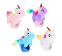 POPETPOP Braccialetti Slap di Peluche Unicorno Imbottito 4 Pezzi, Braccialetti Schiaffo per Polso Comodi e Flessibili, Accessori per Feste e Bomboniere, Regalo Tema Animali Cartone