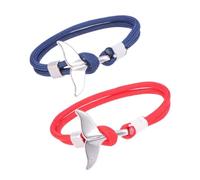 POPETPOP Braccialetto a Coda di Balena da Uomo e Donna, Set 2 Pezzi in Paracord Resistente Catena di Corda, Stile Nautico Casual per Uso Quotidiano e Regalo