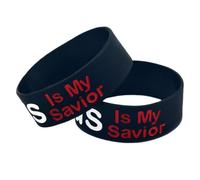 POPETPOP Braccialetto in Silicone Nero 2 Pezzi Stampa Religiosa Jesus Is My Savior, Leggero e Portatile, Adatto per Eventi Studenteschi e Uso Quotidiano Unisex