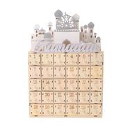 POPETPOP Calendario Conto alla Rovescia Eid in Legno con Led, 30 Giorni | Luce Ambientale Integrata, Uso da Tavolo per Soggiorno, Finitura Beige, Alimentazione 2 X Aaa