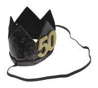 POPETPOP Cappello a Corona Decorativa Nero e Oro per Compleanno 50 Anni, Copricapo Festa Design Spesso e Confortevole, Accessorio per Foto e Celebrazioni Memorabili