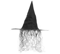 POPETPOP Cappello da Strega Nero in Stoffa per Halloween Festivo, Cosplay | Accessorio Riutilizzabile dal Gusto Gotico Classico, Forma Conica, per Costume Donna e Mascherata