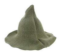 POPETPOP Cappello da Strega per Halloween in Lana Verde a Cono, Accessorio Classico e Morbido per Feste a Tema e Festival Rinascimentali