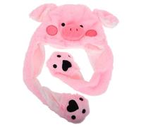POPETPOP Cappello Maiale in Peluche con Orecchie Mobili e Scaldacollo Cappello Invernale per Adolescenti Accessorio Costume e Halloween