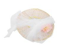 POPETPOP Cappello Tradizionale Orientale a Cono in Bambù con Tenda Privacy Bianca, Design Raffinato e Vestibilità Comoda per Donna, per Cosplay e Performance Sul Palco