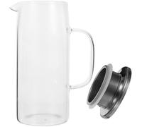 POPETPOP Caraffa Resistente a Deformazioni e Facile da Pulire da 1l in Vetro Borosilicato Coperchio in Acciaio Inossidabile per Servire Tè Freddo Durante Feste