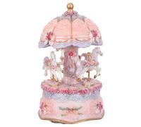 POPETPOP Carillon a Giostra Rotante Vintage con 3 Cavalli Luci LED Multicolore e Meccanismo Musicale Carillon per Bambine per Decorazioni e Regali Natalizi