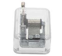 POPETPOP Carillon Musicale retrò in Miniatura Trasparente Scatola Musicale Creativa Fai da Te per Compleanni Decorazione da Tavolo Armonia Argento Buon Compleanno