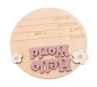 POPETPOP Cartello Annuncio Nascita in Legno Targa Decorativa per Dettagli Identificativi Peso per Cameretta e Ricordo Primo Anno Bebè
