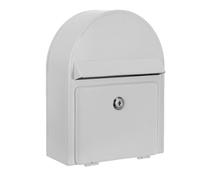 POPETPOP Cassetta Postale da Parete in Metallo Bianca Piccola Vintage con Chiave, Resistente alle Intemperie, Sottile e Compatta per Casa Ufficio Ingresso Decorativo