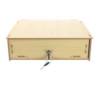 POPETPOP Cassetto Porta Denaro in Legno Beige Scomparti Multipli e Due Chiavi, Organizer per Contanti per Negozi al Dettaglio e Altri Ambienti