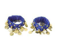POPETPOP Cavigliere a Campana da Danza del Ventre per Donna 2 Pezzi, Braccialetti Monete Tintinnanti in Lega Leggera Elasticizzata, Accessori Tradizionali per Spettacoli di Danza Indiana