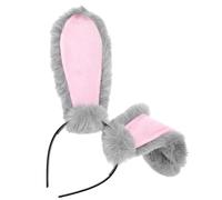 POPETPOP Cerchietto Cosplay Orecchie Coniglio Grigio Peluche Fascia per Feste e Party Tema Accessorio Femminile