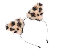 POPETPOP Cerchietto Orecchie Leopardo Morbido e Leggero Fascia Elasticizzata per Donna Accessorio Party e Carnevale Design Fluffy con Stampa Animalier Adatto per Feste e Cosplay