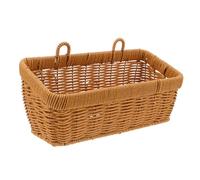 POPETPOP Cestino Portaoggetti da Parete Intrecciato con Manico, Organizer Multiuso in Finto Rattan Resistente con Ganci, Cesta Sospesa per Cucina, Bagno e Soggiorno, Arredo Salvaspazio