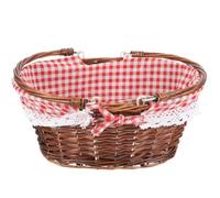 POPETPOP Cesto da Picnic in Vimini Bianco con Manico Pieghevole, Leggero e Resistente, Come Cesta Portaoggetti e Portafrutta per Uso Domestico