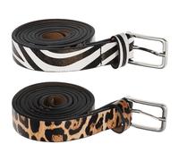 POPETPOP Cinture da Donna in Similpelle 2 Pezzi Stampa Leopardata e Zebra, Fibbia Quadrata, Cinturini Sottili Moda Casual, Accessori Decorativi per Outfit Quotidiani e Feste