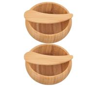 POPETPOP Ciotole per Maschere Viso in Bamboo 2 Pezzi con Cucchiai Set per Mescolare Creme e Oli Essenziali Accessori per Cura della Pelle Professionale e Fai da Te a Casa