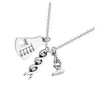 POPETPOP Collana Ciondolo Microscopio e Dna, Accessorio Creativo in Lega per Donna, Gioiello da Collo Elegante per Festa degli Insegnanti e Uso Quotidiano