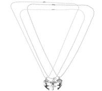 POPETPOP Collana Cuore Puzzle in Acciaio Inossidabile, 3 Pezzi per Amiche | Resistente All'ossidazione, Non Annerisce, Colore Argento, Regalo per Amiche, Set di Tre Pezzi